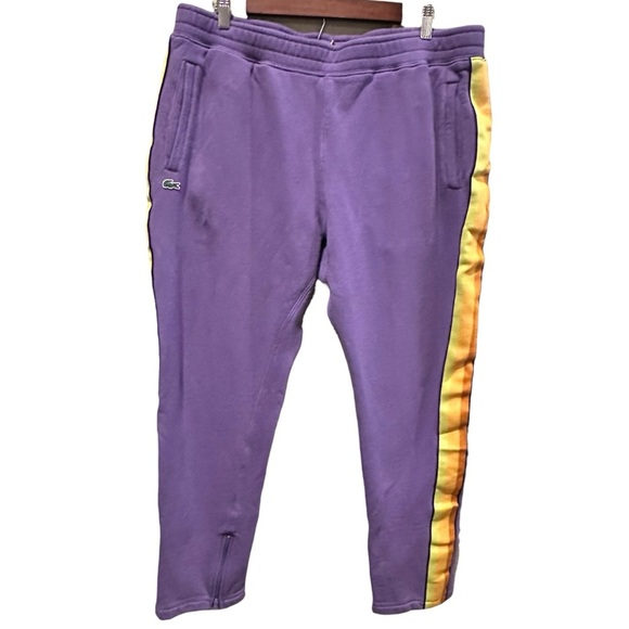 Lacoste LIVE Neon Side Stripe Sweatpants (XXL) Purple Yellow Orange HH2342-2U3 - Picture 1 of 14